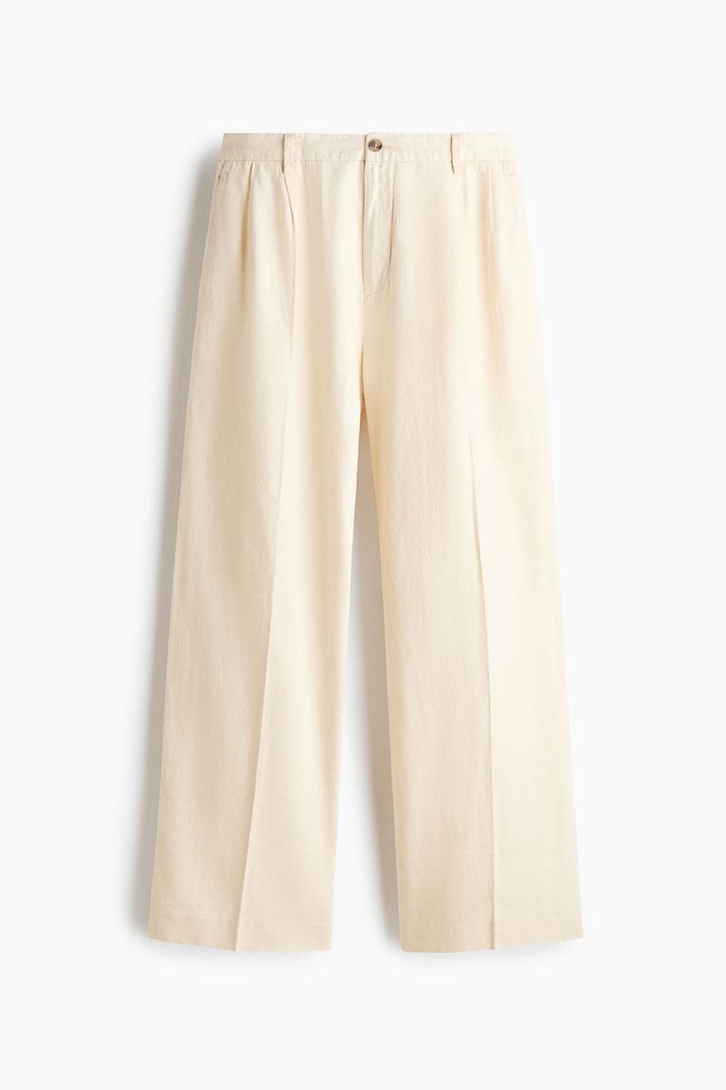 Pantalón amplio en mezcla de lino Loose Fit