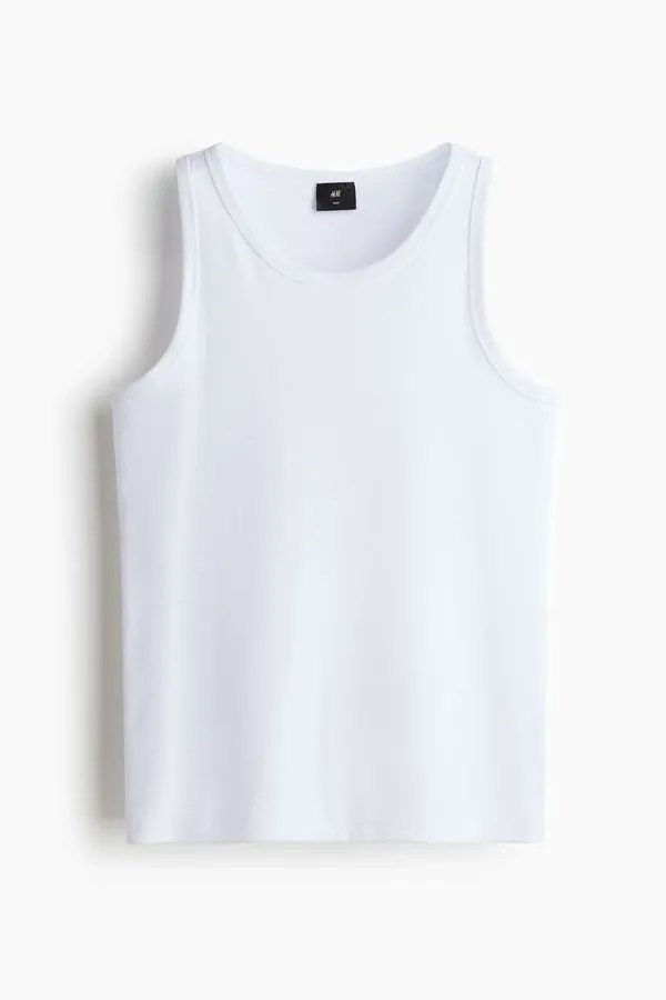 Polera sin mangas acanalada Slim Fit