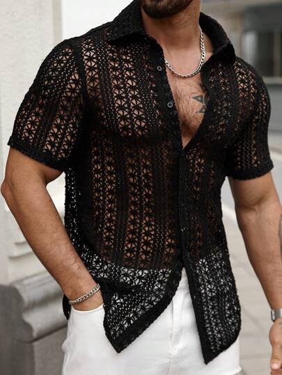 Camisa de punto calado