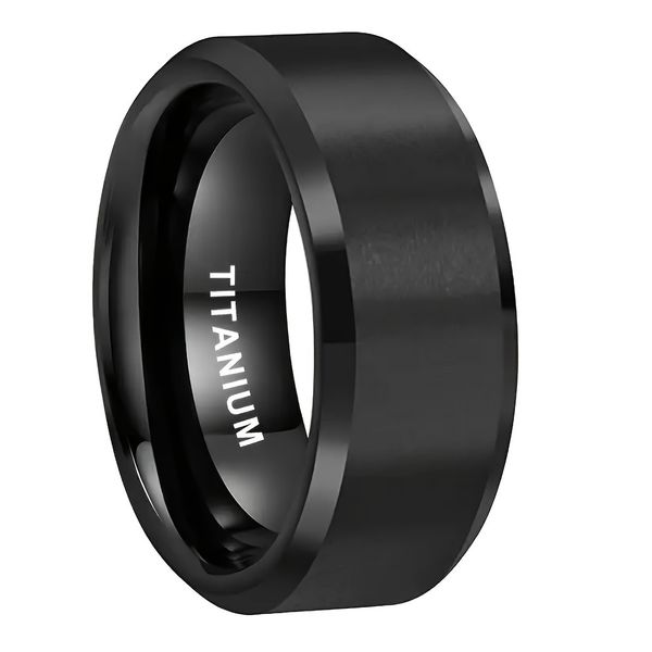 Anillo de titanio negro mate 10 mm