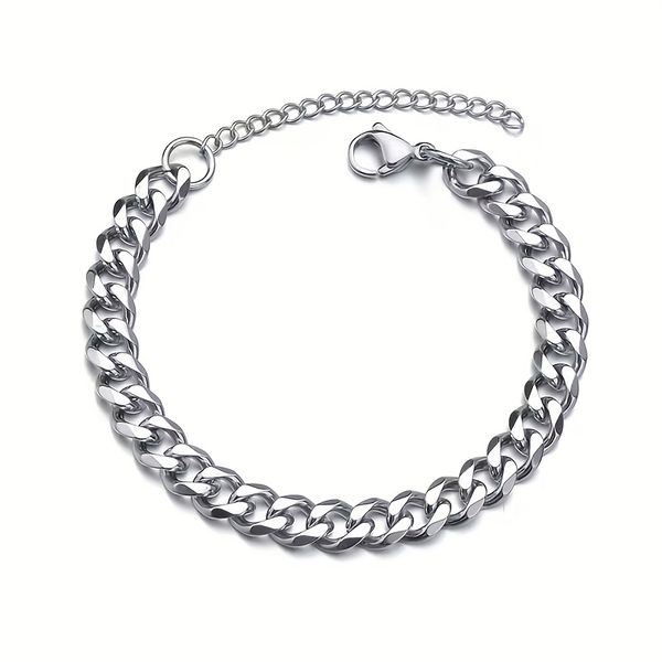 Pulsera de eslabón cubano plateada