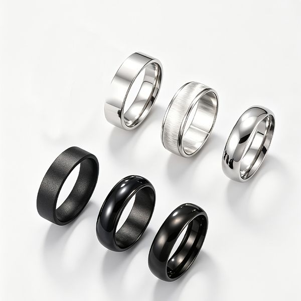 Set de anillos plateados y negros